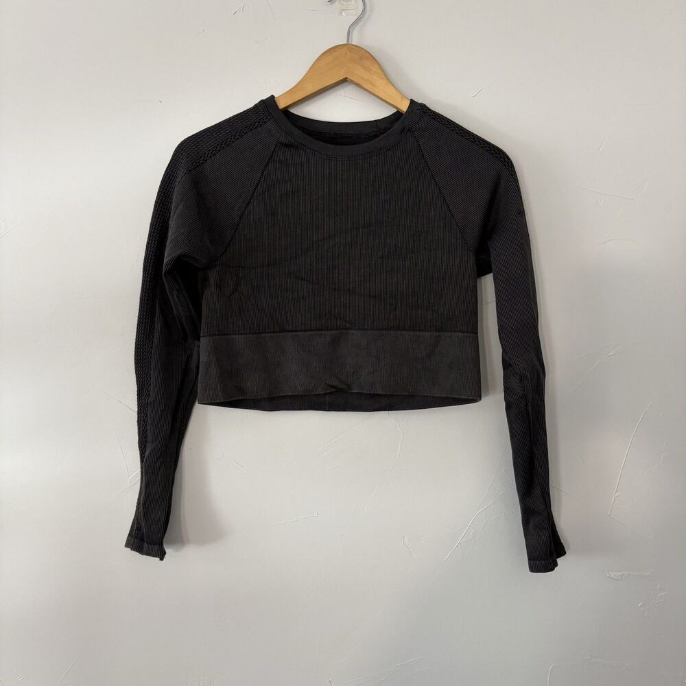 Offline by Aerie Women's Black Ribbed Crop Top Size Large
